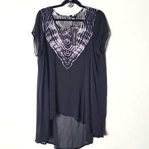 NWT Gypsy 05 Silk Cover Up XS Swim Beach Tunic Sheer Boho Sexy Black Tye Dye